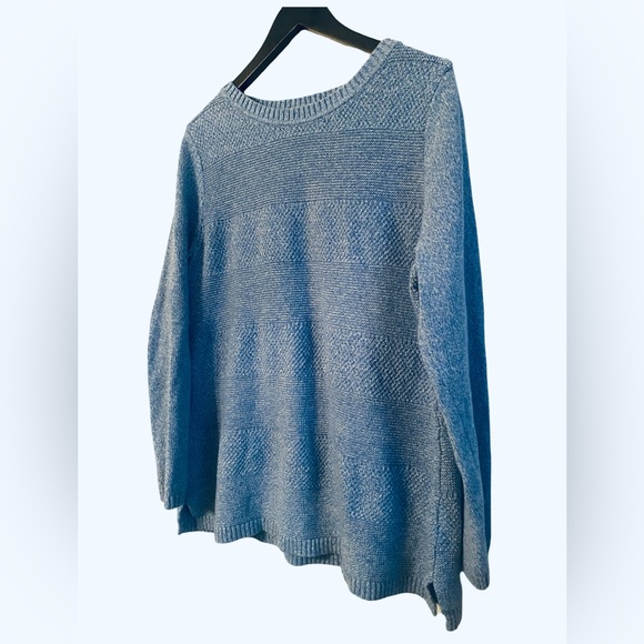 Talbots Cotton Sweater XL Light Blue Shaker Stitch Pullover - Picture 2 of 6